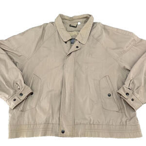 Vintage Members Only Bomber Jacket Men 46 XL Beige Zip Pockets Button Brown Tan